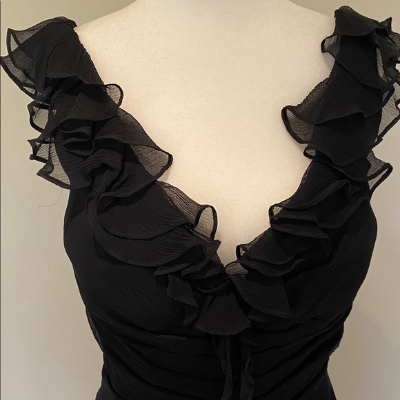 Donna Ricco Collection black ruffled front sleeveless prom evening gown Sz 6 - Picture 3 of 13